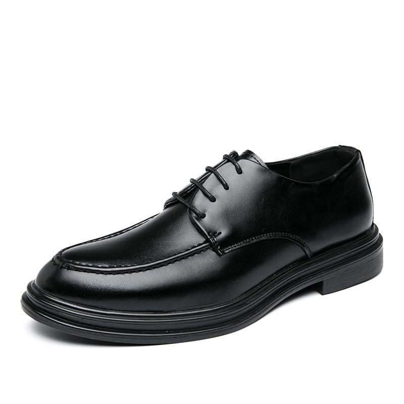 Summer and Autumn Business Casual Pointed Toe Men's Leather Shoes Tied Soft Leather Breathable Korean Version Height-enhancing Formal Leather Shoes