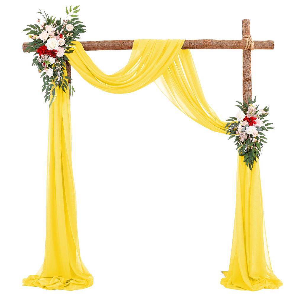 Forest Style Wedding Arch Decoration: Outdoor Lawn Chiffon Gauze Curtains