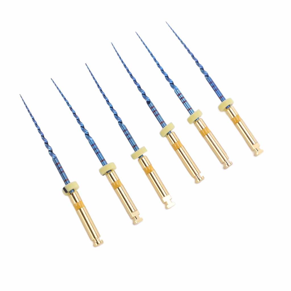 6pz Lime Canalari Endodontiche F1 Metallo Elastico Portatile Inossidabile Set Lime Endodontiche Dorato 0,98 pollici