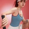 Spring New Women's Yoga Clothes Top Shoulder Strap Contrast Color Fixed Chest Pad Deep U Fashion Sling Breathable Fitness Sports Vest