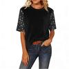 Women's Fashion Casual Round Neck Short Sleeve Patchwork Sequined Top