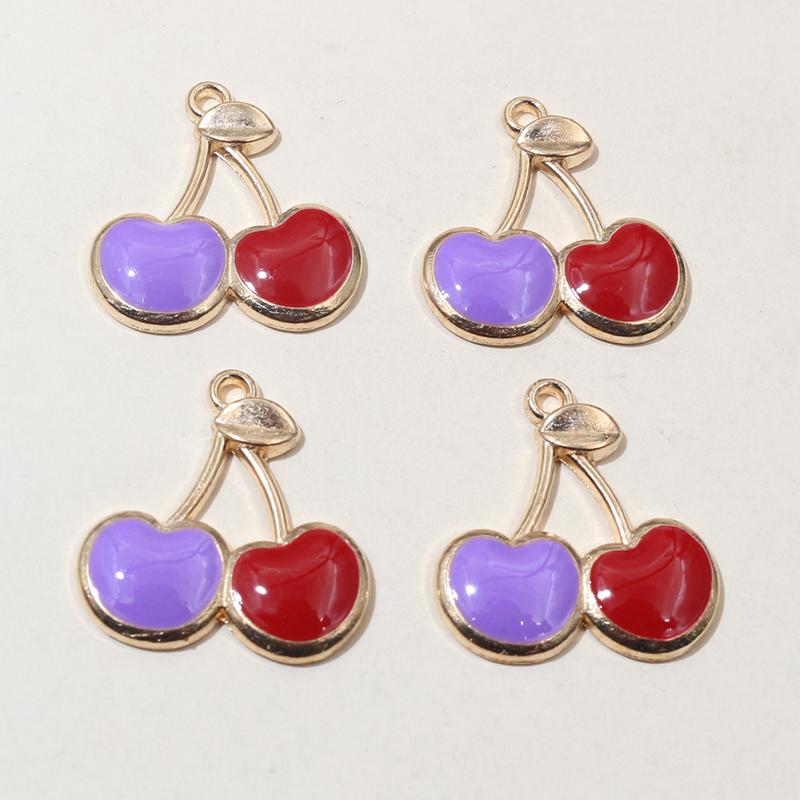 

20pcs 22x20mm Enamel Cherries Charms Pendant Fruit Cherry Alloy Craft DIY Jewelry Making Accessories for Earrings Necklace