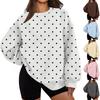 Damen Gepunktetes Leichtes Hals-Freizeit-Sweatshirt