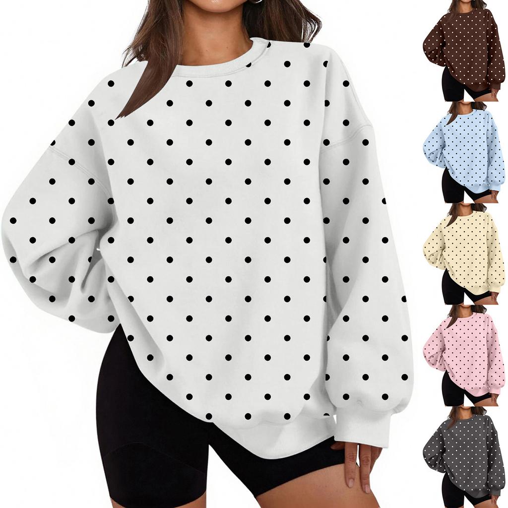 Women's Polka Dot Lightweight Neck Casual Sweatshirt