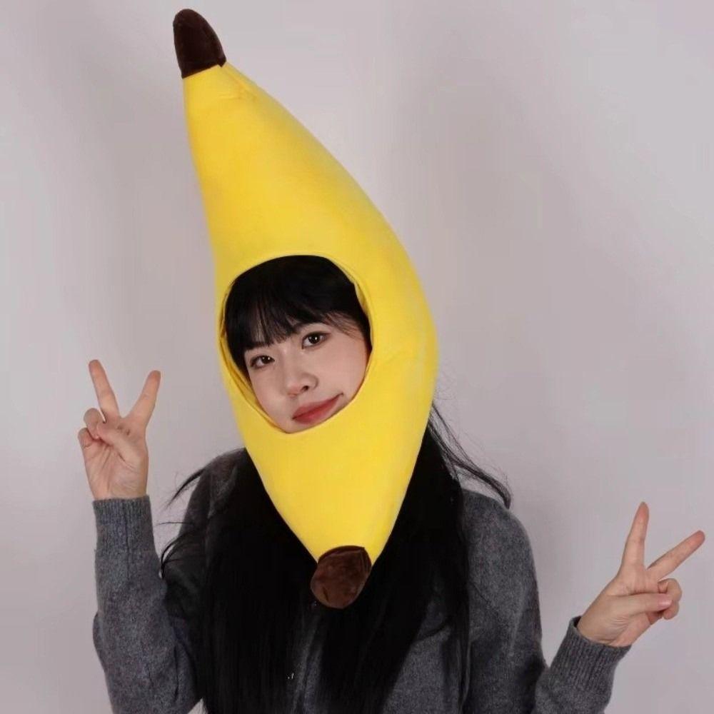 Cartoon Plush Fruits Hat Creative Halloween Headgear Yellow Banana Cap Festival Event
