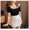 2024 Plus Size High Waist A-Line Irregular Mini Bodycon Skirt - Slimming and Anti-Exposure Design for Petite Figures