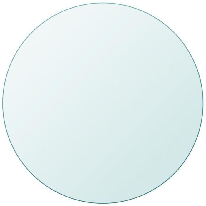 Dessus de table ronde en verre trempé - VIDAXL - 500 mm - Transparent - Blanc - Essentiel