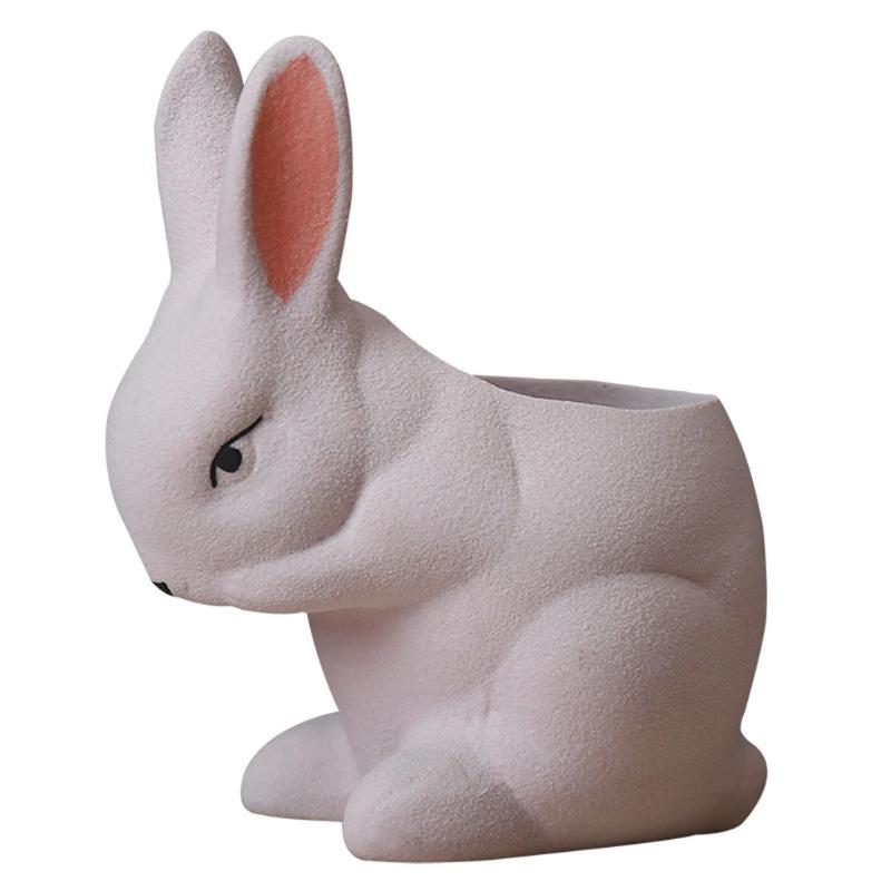 

Керамический суккулентный горшок для кактусов с изображением кролика, украшение для контейнера X3UC светло-розовый