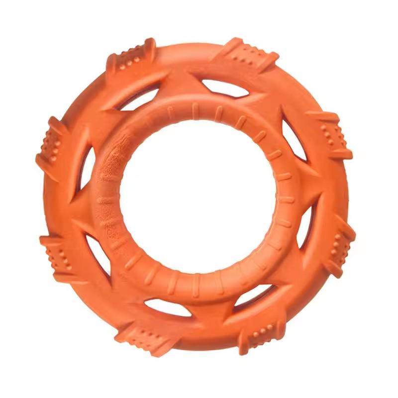 Durable Tpr Pull Ring Flying Disc Dog Toy Lightweight Soft Outdoor Interactive Training Toy Teeth Grinding For Large Dog Play оранжевый