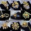 Elegant Brooch Featuring a Delicate, Vintage-inspired Iris Flower Design with Freshwater Pearls and Gold Accents, Perfect As an Accessory for Suits