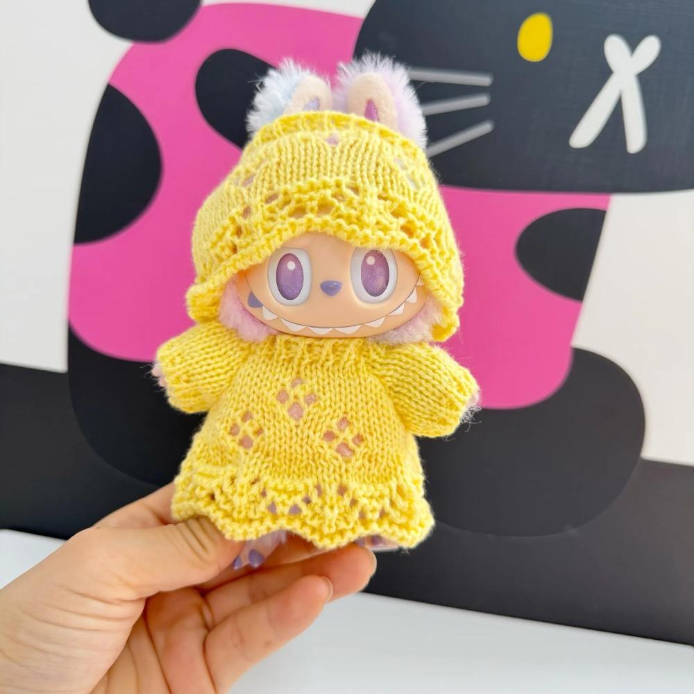For  Labubu Clothing  Pendant Labubu Wearing Hollow Knitted Dress Hat Stylish Cute Set Gift No Dolls