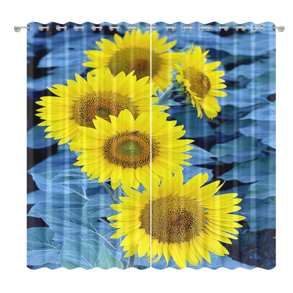 Sunflower Curtain Cloth Bedroom Living Room Balcony Blackout Curtain Office Hotel Insulation Curtain