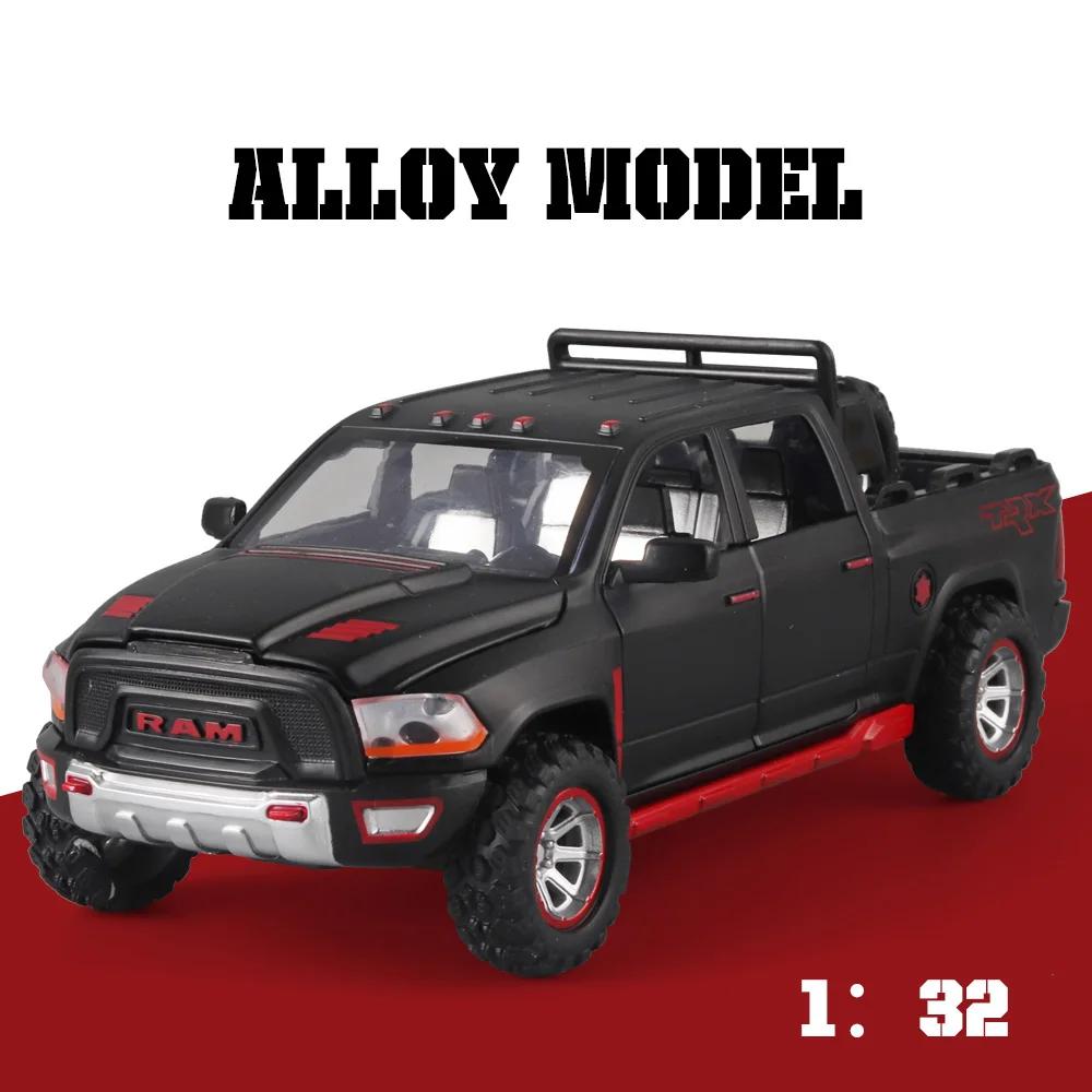 1:32 RAM Pickup Truck Alloy Model with Sound Light & Spring Back Action Kids' Toy for Adventurous Play