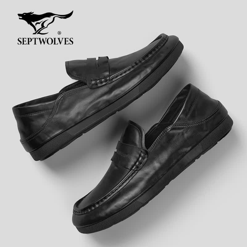 Septwolves Men s Breathable Leather Loafers 42