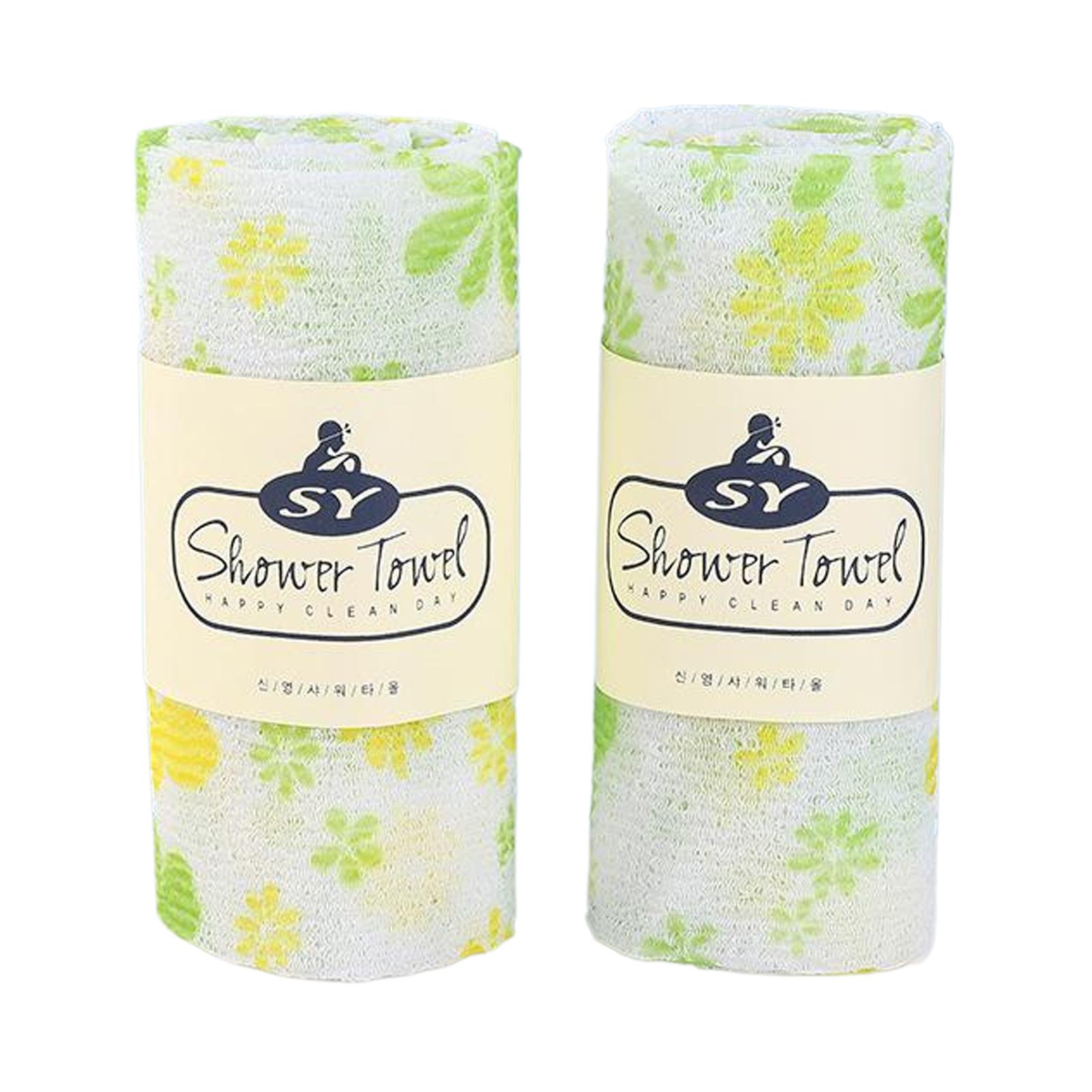 

2PCS/SET Back Scrubber For Shower Made Of Breathable Polyester Fiber With Dual Textures Made Of Soft And Breathable зелений