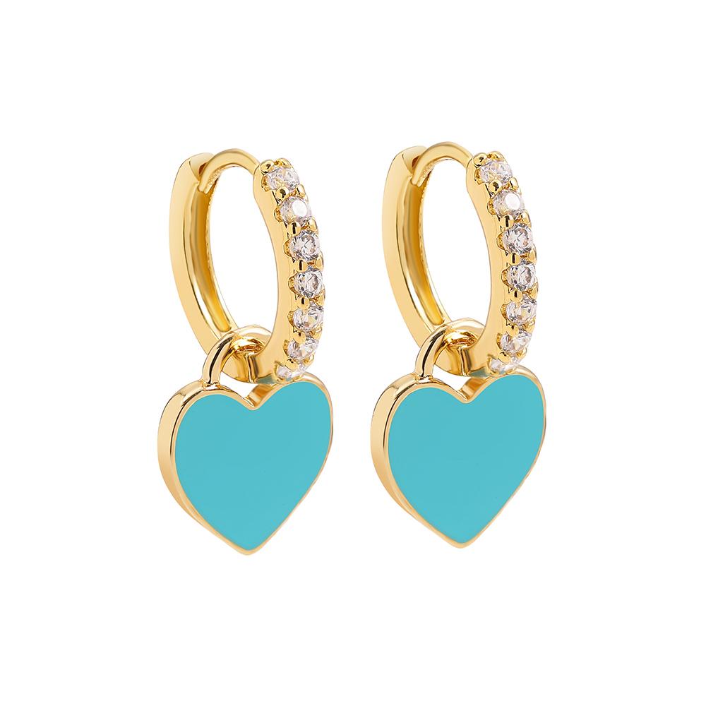 New Fashion Circle Ear Huggie Small Hoop Earrings for Women Cute Candy Color Enamel Round Heart Earrings Party Zircon