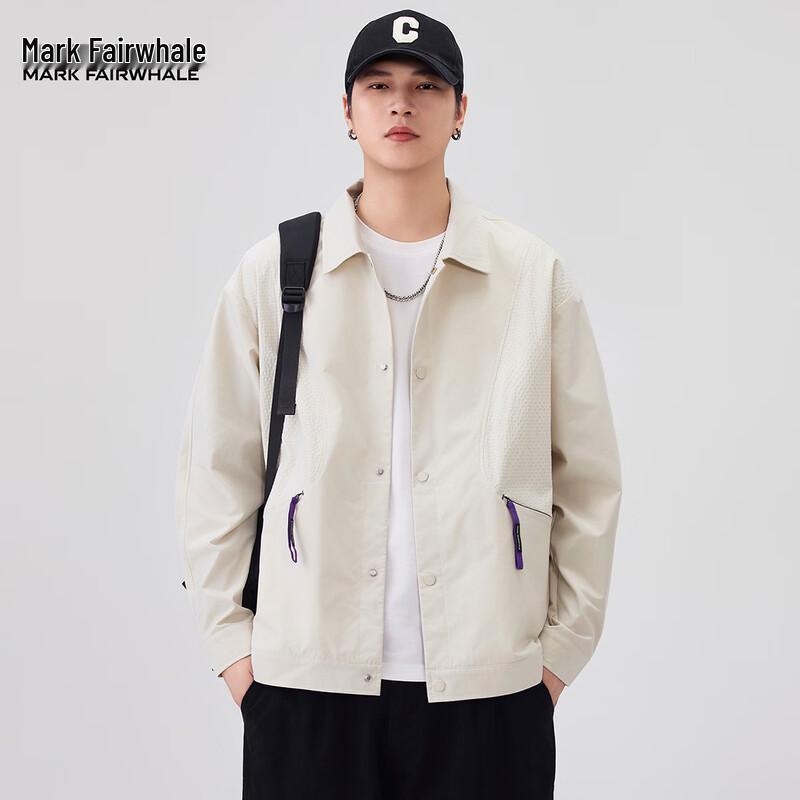 Mark Fairwhale Men's Casual Loose Fit Long Sleeve Lapel Shirt