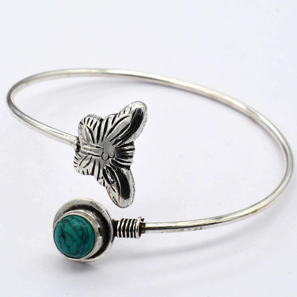 Turquoise Gemstone Ethnic Handmade Adjustable Bangle Jewelry 8 Gms BN 109