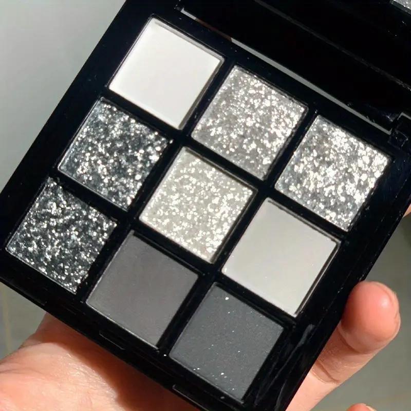 Black Swan Palette di ombretti a 9 colori Smokey Punk Style Grigio chiaro Argento scuro Trucco ombretto perlato e luccicante