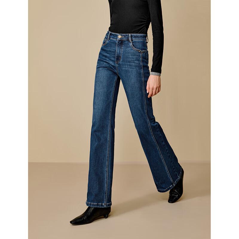 INMAN Women's Retro Brushed Flare Jeans