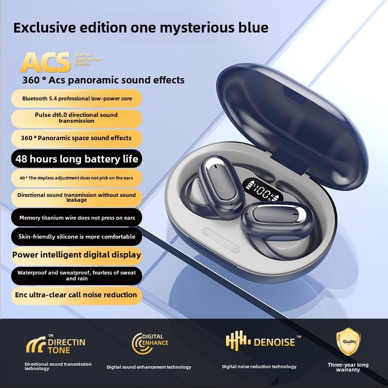 

Беспроводная Bluetooth-гарнитура TWS.5.3 Регулируемая OWS Ear Hanging Open Wireless Ear синий