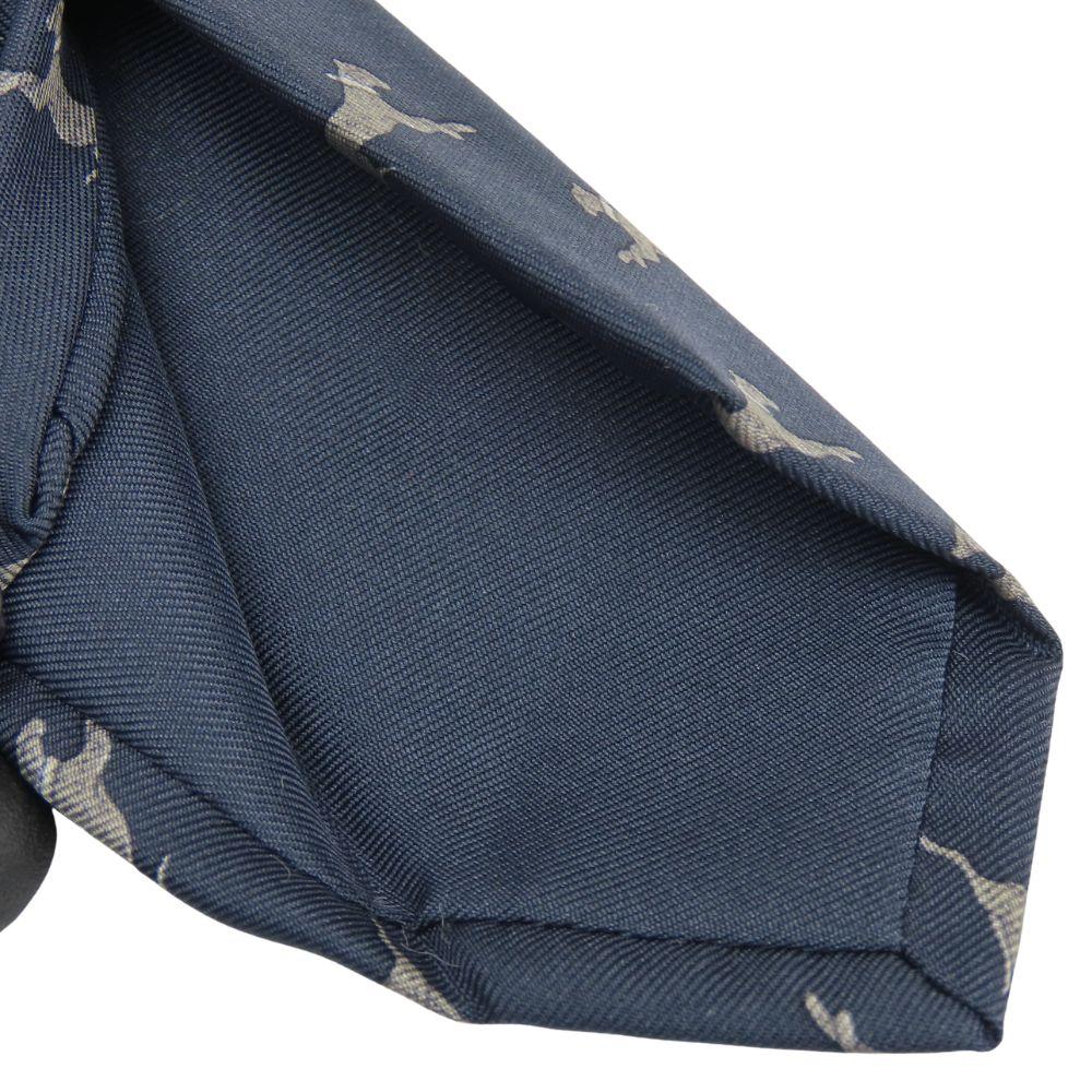 Used HERMES tie Animal motif silk Navy gray gray business