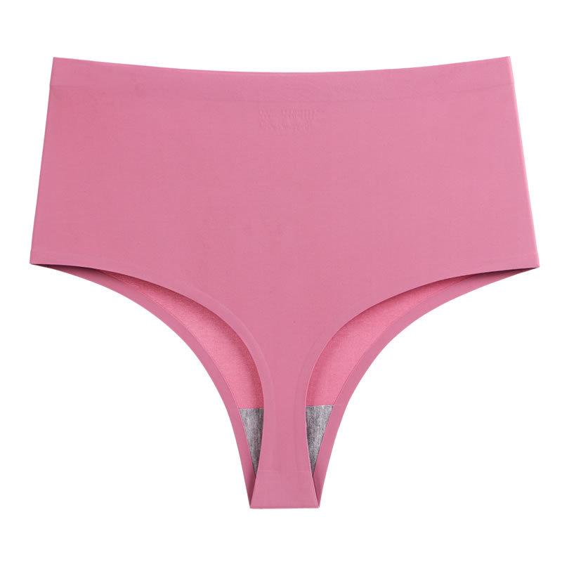 European & American Women's High-Waisted Seamless Ice Silk Thong - Invisible Sports Fitness Underwear
