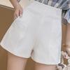 Summer 2024 Women's Black A-line High Waisted Wide Leg Suit Shorts - Korean Style