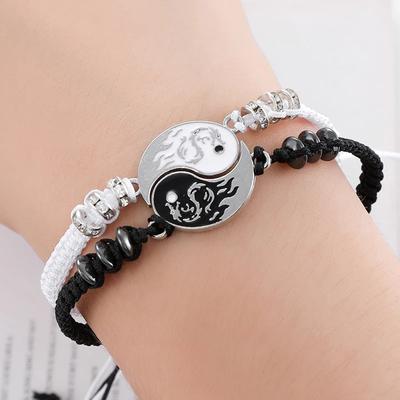 Black And White Stitching Woven Couple Bracelet