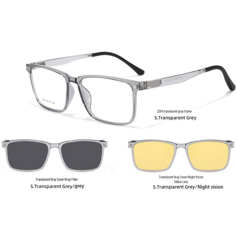 2204TR90 Large Frame Magnetic Clip-On Polarized Sunglasses with Night Vision for Men and Women