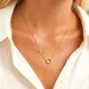 Shiny Round Ring Zircon Necklace for Women,18K Gold Plated Stainless Steel Rolo Chain Necklaces,Trendy Jewelry Gifts