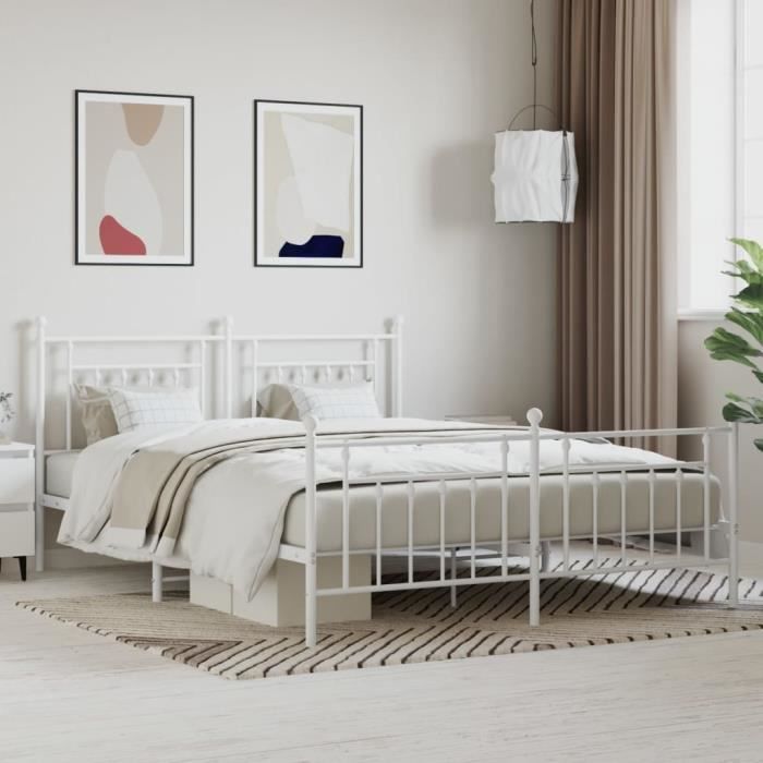 VidaXL Cadre de lit métal avec tête de lit-pied de lit blanc 180x200cm 353608