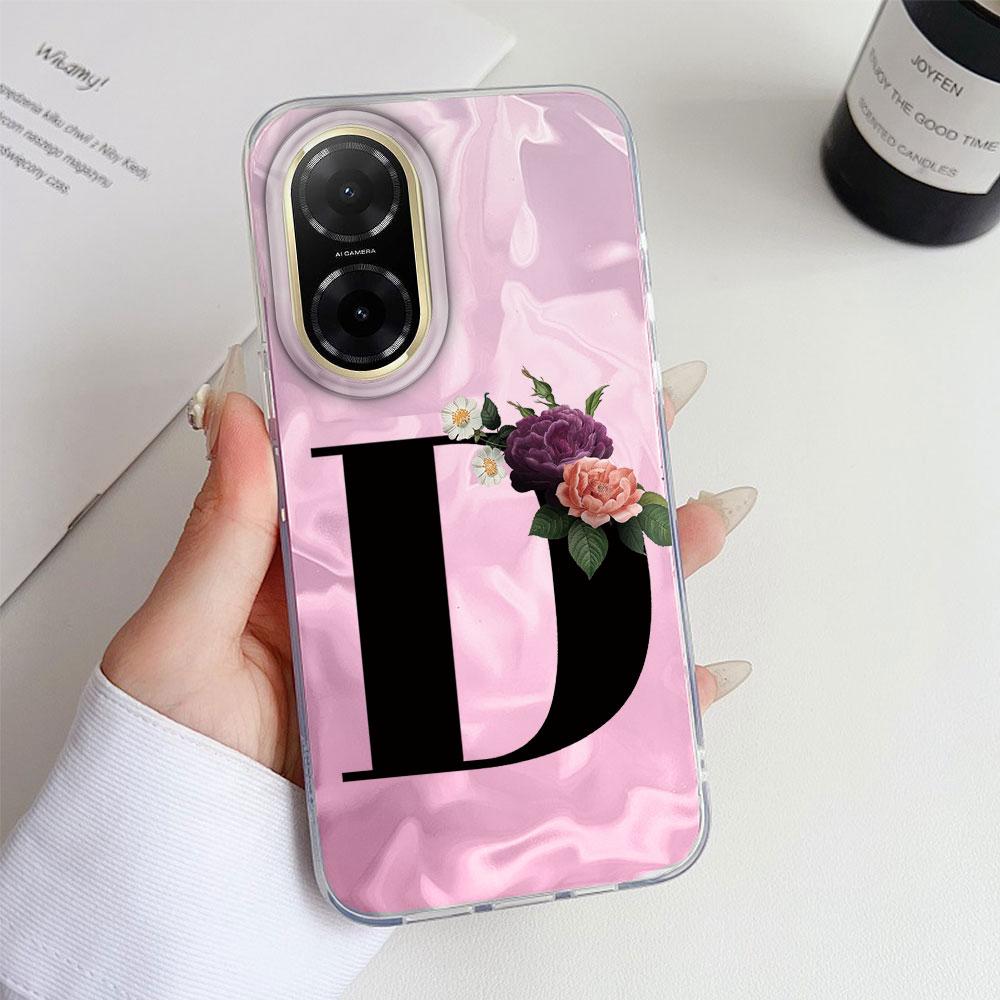 A-Z Black Letter Peony Flower  Shockproof Phone Case For Xiaomi Redmi A5 A3 A4 A1 A2 9A 9C 9 10 Silicone Couple Shell Back Cover