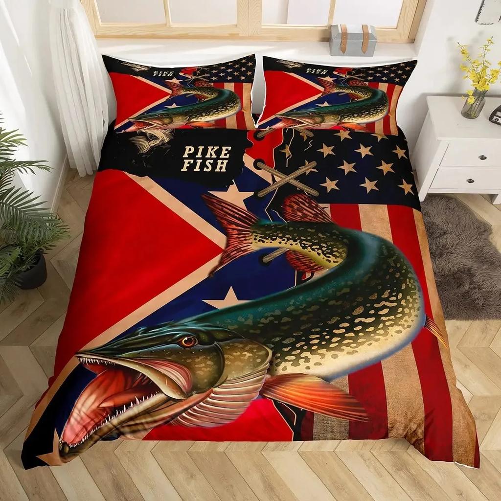 Marlin Svärdfisk Påslakanset Jakt Fiske Sängkläder Set Batik Havsfiske Båt Marint Liv Nautiskt Täckesöverdrag Queen