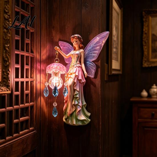 Comfortable Atmosphere Lighting Fairy Wall Lamp Warm LED with Resin Sconce Glow for Bedroom Unique Crafts Living Room Room Vintage Rustic