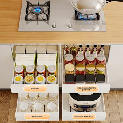 Pull Out Cabinet Organizer Drawer Carbon Steel Shelves Smooth Slide Nanofilm Peel Stick Organizer for Pantry Kitchen Bathroom Office