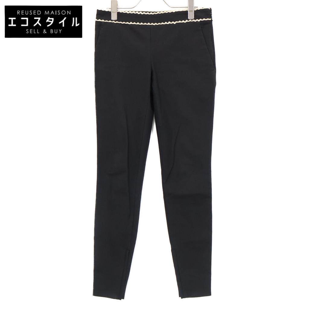GUCCI Black 411636 Waist Design Pants Bottoms 36 blackUsed