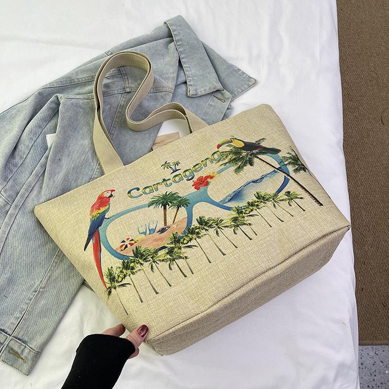 Large Capacity Linen Bag for Women New Commuting Tote Bag for Women Ins Fashion One-shoulder Linen Bag