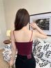 Women's Retro Velvet Bamboo Print Camisole with Chest Pads – Elegant Autumn/Winter Wear