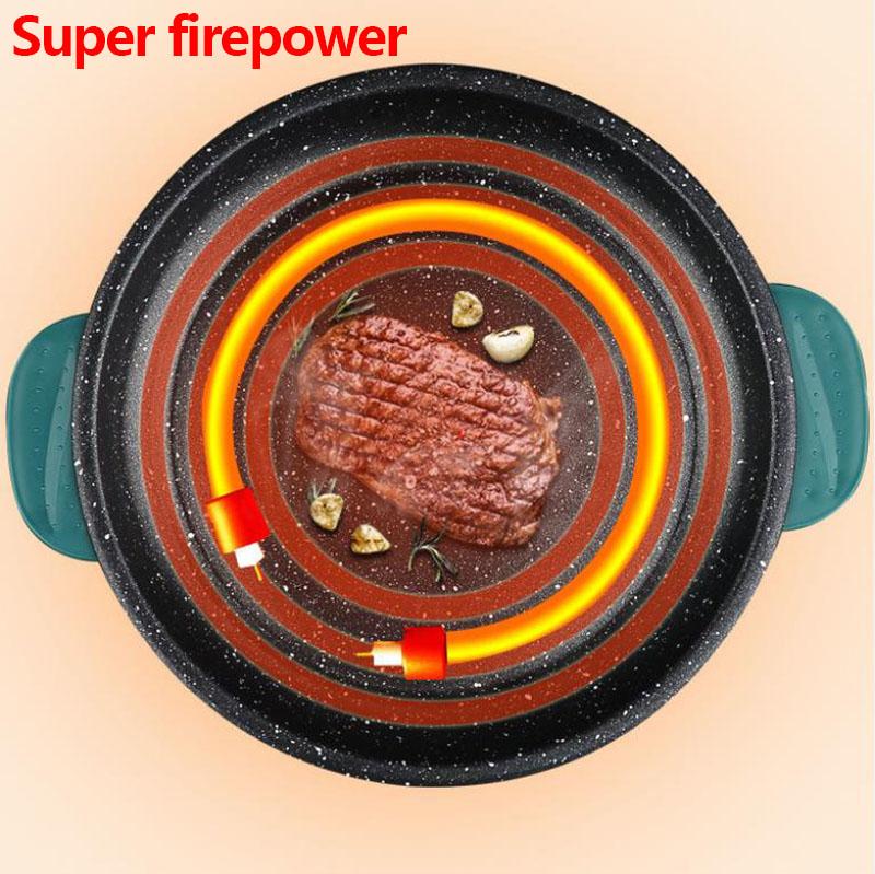 600W Steak Frying Pan Electric Bakeware Flat Bottom Frying Pan Barbecue Nonstick Pan Kitchen Supplies