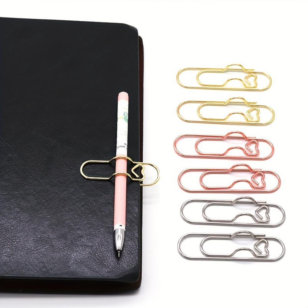 5Pcs Paper Clips Metal Pen Holder Clip School Bookmarks Photo Memo Ticket Clip Stationery Office School Supplies