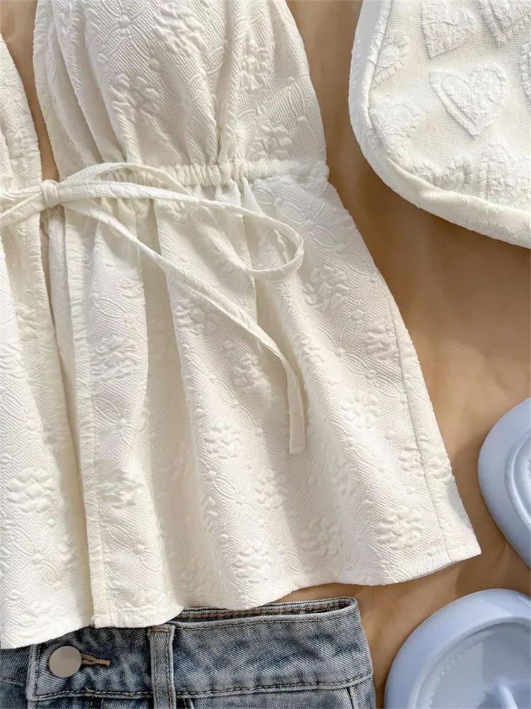 Tank Top phumee Halter Neck Backless Beige A2509