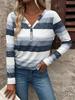 European & American V-Neck Striped Long Sleeve Women's Casual T-shirt