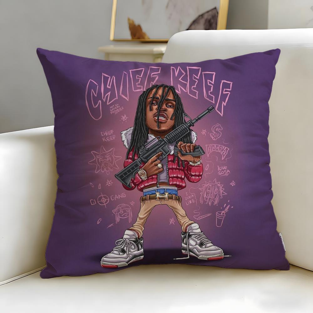 popular rapper Chief Keef Cushion Cover Soft & Easy-Wash Pillow Case – Versatile for Couch, Bed, Travel and Office