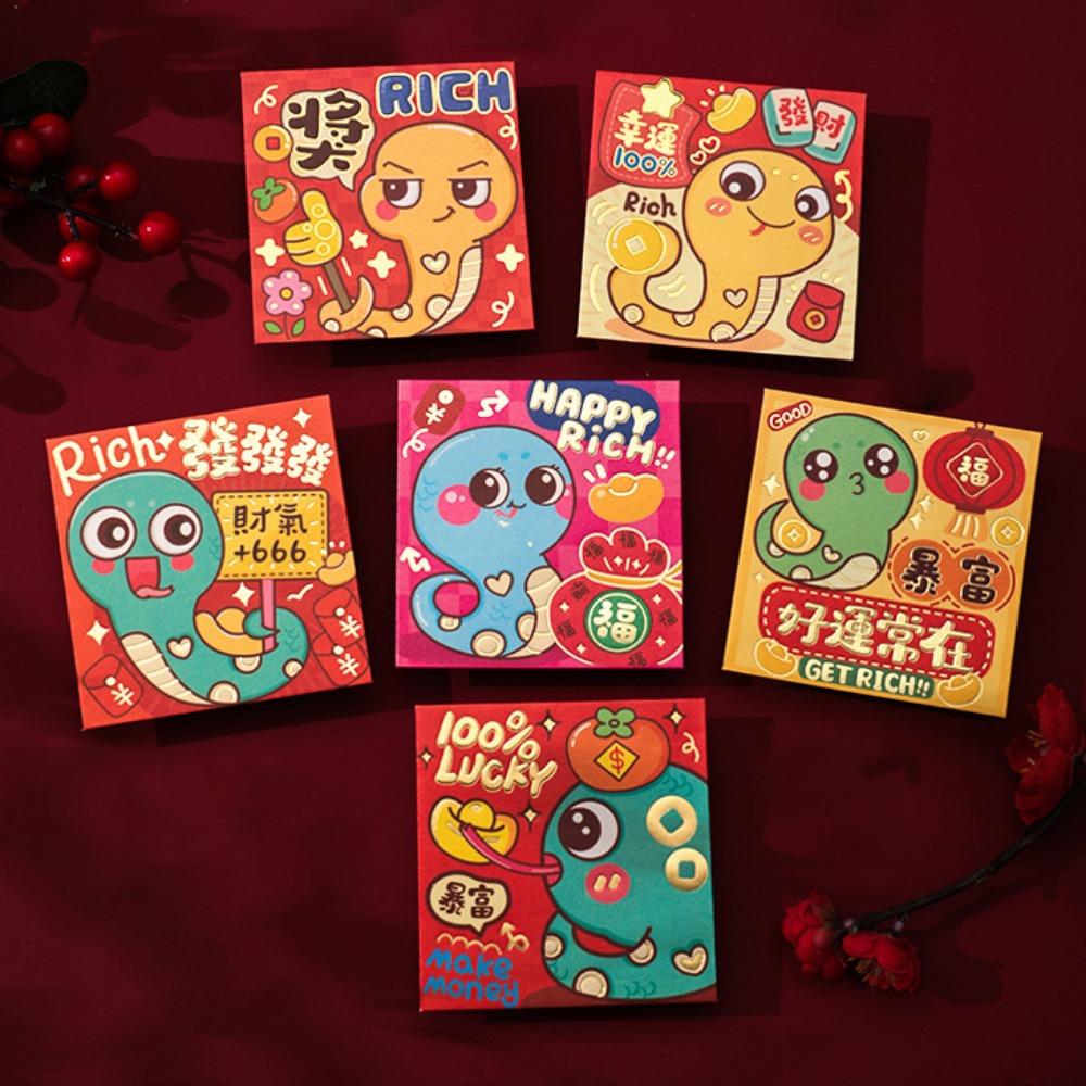 6pcs/set Chinese Style Coin Red Packets Cartoon Mini Money Bag Lucky Money Bag Kids' Gift