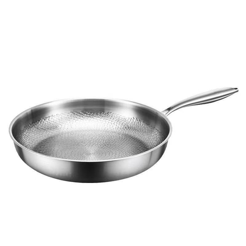 Premium Titanium Non-stick Hammered Frying Pan with Steel Layer, Ideal for Steaks, Flat-Bottomed Design