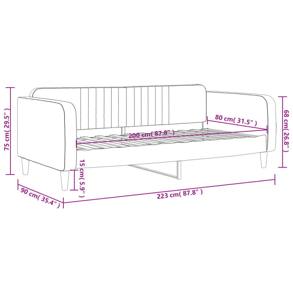 Vidaxl Sofa with Sleeping Function, Black, 80X200 Cm, Upholstered In Velvet