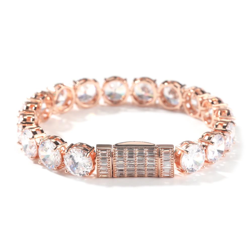 Модный бренд хип-хоп браслет простой и модный 10 мм ряд крупных цирконов теннисная цепочка мужской браслет 7inch