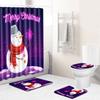 Christmas Shower Curtain Floor Mat Combination Four-Piece Bathroom Non-Slip Mat Bedroom Dust Entry Mat Living Room Carpet