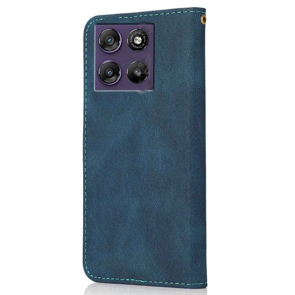 Etui do Motorola Moto G67 Power 5G z Kolorowym Splotem, Portfel, Podstawka, Skórzane Pokrowiec na Telefon z Paskiem na Nadgarstek